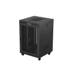 Lanberg FF01-8822-23BL 19 22U SZÉL:800mm MÉLY:800mm MAG:1239mm lapraszerelt LCD hálós fémajtós fekete álló rack szekrény