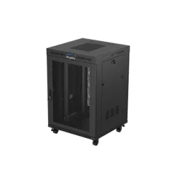   Lanberg FF01-8822-23BL 19 22U SZÉL:800mm MÉLY:800mm MAG:1239mm lapraszerelt LCD hálós fémajtós fekete álló rack szekrény