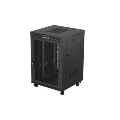 Lanberg FF01-8822-23BL 19 22U SZÉL:800mm MÉLY:800mm MAG:1239mm lapraszerelt LCD hálós fémajtós fekete álló rack szekrény