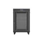 Lanberg FF01-8822-23BL 19 22U SZÉL:800mm MÉLY:800mm MAG:1239mm lapraszerelt LCD hálós fémajtós fekete álló rack szekrény