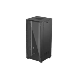   Lanberg FF01-8837-12B 19 37U SZÉL:800mm MÉLY:800mm MAG:1826mm lapraszerelt üvegajtós fekete álló rack szekrény