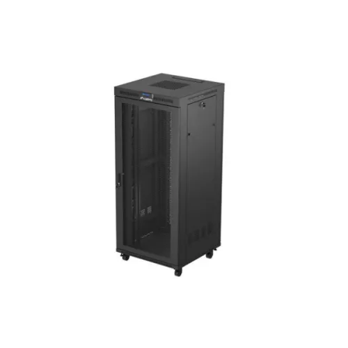 Lanberg FF01-8837-23BL 19 37U SZÉL:800mm MÉLY:800mm MAG:1721mm lapraszerelt LCD hálós fémajtós fekete álló rack szekrény