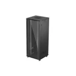 Lanberg FF01-8842-12B 19 42U SZÉL:800mm MÉLY:800mm MAG:2047mm lapraszerelt üvegajtós fekete álló rack szekrény