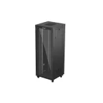 Lanberg FF01-8842-12BL 19 42U SZÉL:800mm MÉLY:800mm MAG:2122mm LCD lapraszerelt üvegajtós fekete álló rack szekrény