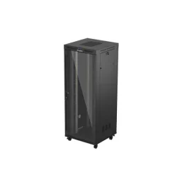   Lanberg FF01-8842-12BL 19 42U SZÉL:800mm MÉLY:800mm MAG:2122mm LCD lapraszerelt üvegajtós fekete álló rack szekrény