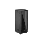 Lanberg FF01-8842-12B 19 42U SZÉL:800mm MÉLY:800mm MAG:2047mm lapraszerelt üvegajtós fekete álló rack szekrény