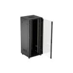 Lanberg FF01-8842-12B 19 42U SZÉL:800mm MÉLY:800mm MAG:2047mm lapraszerelt üvegajtós fekete álló rack szekrény