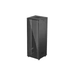 Lanberg FF01-8847-12B 19 47U SZÉL:800mm MÉLY:800mm MAG:2270mm lapraszerelt üvegajtós fekete álló rack szekrény