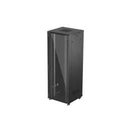   Lanberg FF01-8847-12B 19 47U SZÉL:800mm MÉLY:800mm MAG:2270mm lapraszerelt üvegajtós fekete álló rack szekrény