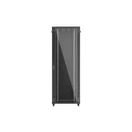 Lanberg FF01-8847-12B 19 47U SZÉL:800mm MÉLY:800mm MAG:2270mm lapraszerelt üvegajtós fekete álló rack szekrény