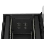 Lanberg FF01-8847-12B 19 47U SZÉL:800mm MÉLY:800mm MAG:2270mm lapraszerelt üvegajtós fekete álló rack szekrény