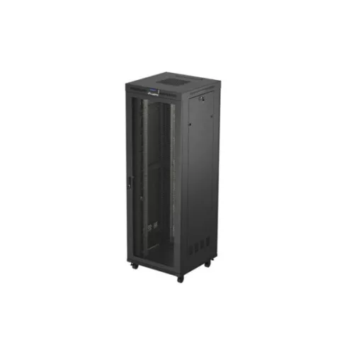 Lanberg FF01-8847-23BL 19 47U SZÉL:800mm MÉLY:800mm MAG:2343mm lapraszerelt LCD hálós fémajtós fekete álló rack szekrény