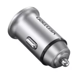 Vention USB-A+C (2port,18/20W, szürke, szivargyújtós), töltő