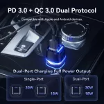 Vention USB-C+A (2port,30W, fekete, szivargyújtós),Vention
