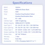 Vention FHWR0 5000mah, 20W, powerbank