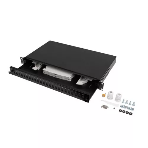 Lanberg FOP1-24SS-LDB 19 1U 24xSC szimplex 24xLC duplex kötőkazettával szerelt fekete optikai patch panel