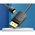 Vention mini Displayport -> Displayport, (fekete), 1,5m,  kábel