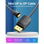 Vention mini Displayport -> Displayport,  (fekete), 2m,  kábel