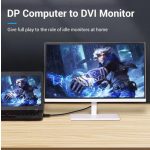 Vention Displayport -> DVI, (fekete), 1,5m, kábel