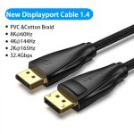 Vention Displayport/M -> Displayport/M  (Szövet, fekete), 1m, kábel