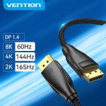 Vention Displayport/M -> Displayport/M  (Szövet, fekete), 1m, kábel
