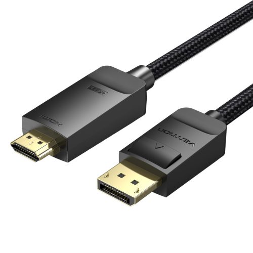 Vention DisplayPort/M -> HDMI (4K,szövet,fekete), 5m, kábel