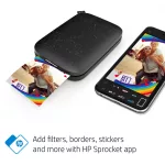 HP Sprocket hordozható fotónyomtató 2x3 hüvelykes fekete