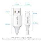 Vention USB-A 2.0 -> Lightning, (2,4A, fehér) 1m, kábel