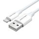 Vention USB-A 2.0 -> Lightning, (2,4A, fehér) 1,5m, kábel