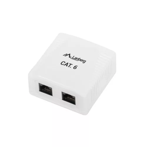 Lanberg OU6-0002-W Cat.6 UTP 2xRJ45 dupla árnyékolatlan falon kívüli aljzat
