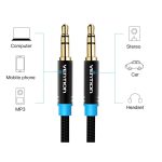 Vention 3.5mm jack/M ->  3.5mm jack/M,  (audio,szövet), 1m, kábel