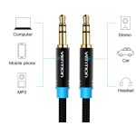 Vention 3.5mm jack/M ->  3.5mm jack/M,  (audio,szövet), 5m, kábel