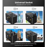 Choetech USB-C*2+USB-A*2 (35W,fekete,travel,USB-C kábellel, US,UK,EU,AU), töltő