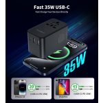 Choetech USB-C*2+USB-A*2 (35W,fekete,travel,USB-C kábellel, US,UK,EU,AU), töltő