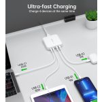Choetech 4-port 2*USB-C+2*USB-A (4port,asztali,100W,fehér,GAN), töltő