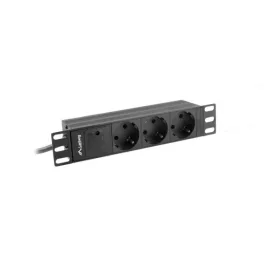   Lanberg PDU-03F-0200-BK 10" 1U 3xSchuko aljzat Schuko csatlakozóvéggel 2m fekete elosztósor