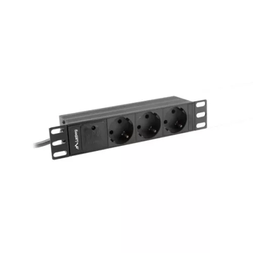 Lanberg PDU-03F-0200-BK 10" 1U 3xSchuko aljzat Schuko csatlakozóvéggel 2m fekete elosztósor