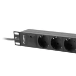 Lanberg PDU-03F-0200-BK 10" 1U 3xSchuko aljzat Schuko csatlakozóvéggel 2m fekete elosztósor