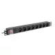 Lanberg PDU-08E-0200-BK 19 1U 8xSchuko francia aljzat Uni-Schuko csatlakozóvéggel 2m elosztósor kapcsolóval