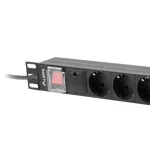 Lanberg PDU-08F-0200-BK 19" 1U 8xSchuko aljzat Schuko csatlakozóvéggel 2m fekete elosztósor kapcsolóval