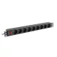 Lanberg PDU-09F-0300-BK 19 1U 9xSchuko aljzat Uni-Schuko csatlakozóvéggel 3m fekete elosztósor kapcsolóval