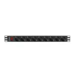 Lanberg PDU-09F-0300-BK 19 1U 9xSchuko aljzat Uni-Schuko csatlakozóvéggel 3m fekete elosztósor kapcsolóval