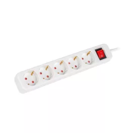   Lanberg PS1-05F-0150-W 5x Schuko aljzat 10A 1.5m kapcsolós fehér elosztósor