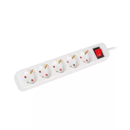 Lanberg PS1-05F-0150-W 5x Schuko aljzat 10A 1.5m kapcsolós fehér elosztósor