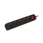 Lanberg PS1-05F-0300-BK 5x Schuko aljzat 10A 3m kapcsolós fekete elosztósor