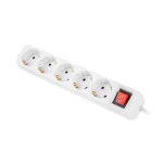 Lanberg PS1-05F-0300-W 5x Schuko aljzat 10A 3m kapcsolós fehér elosztósor