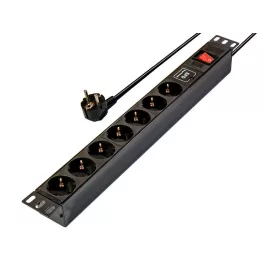   RAIN RET2209 19"" 1U PDU 7xCEE 7/3 schuko aljzat CEE7/7 csatlakozó 1,8m túlfeszültségvédett elosztósor