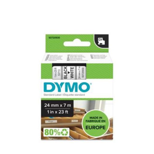 DYMO D1 53713 f.szalag 24mm x 7m fehér-fekete