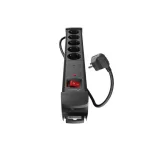 Lanberg SP1-05F-0150-BK 5x Schuko aljzat túlfeszültség ellen védett 1.5m kapcsolós fekete elosztósor