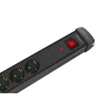 Lanberg SP1-05F-0300-BK 5x Schuko aljzat túlfeszültség ellen védett 3m kapcsolós fekete elosztósor